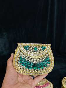 Fashion Mini Coin Pearl Diamond Beaded Clutch Handbag Gold Plated Zip Closure Single Strap Water Resistant Polyester Lining - Product Image 2