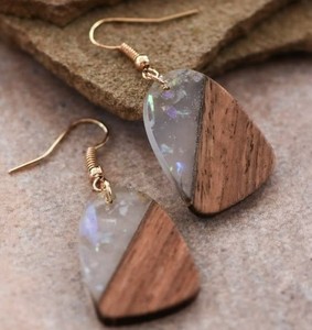 Contemporary Wood Epoxy Resin Drop Earring For Party Event <b>Wedding</b> Ethnic Women Fashion Dangles Trendy Party Jewelry <b>Accessories</b> - Product Image 1