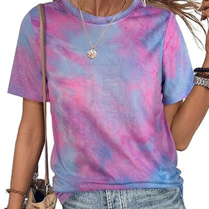 Camiseta Tie Dye con Ribete en Contraste, Última Moda, Nuevo Diseño, Ropa Urbana, Logotipo Personalizado, Camiseta Tie Dye para Mujer - Product Image 2