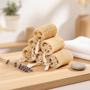 Natural Loofah Cleaning Sponge Eco Friendly Scouring Pad Quick Drying Rectangular Scrub Brush for Kitchen and Bath - Product Image 1