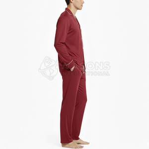 Ensemble de vêtements de nuit en soie de qualité supérieure pour hommes, nouveau design, tissu léger et lisse, pyjama pour toutes les saisons - Product Image 3