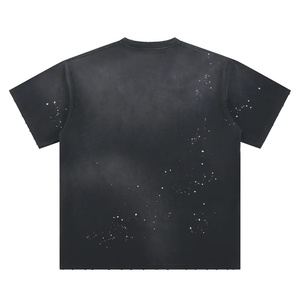 260gsm Solid Knitted Silk Screen Printed Acid Wash Anti-Wrinkle Distressed Breathable Vintage Heavyweight Oversized Men's Front - Product Image 2