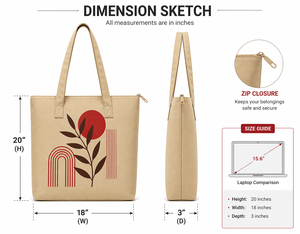 300gsm Khaki <b>Canvas</b> <b>Tote</b> Bag Zipper Closure Cotton Shopping Bag 20x18x3 Custom Logo Eco Friendly Reusable Large Polyester Lining - Product Image 2