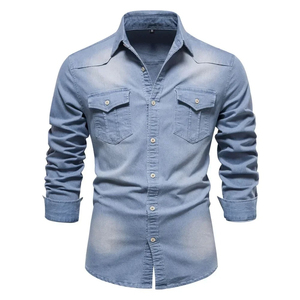 Chemise en jean pour homme résistante à l'eau, à manches longues, décontractée, vêtement d'extérieur, streetwear, chemises en jean tendance pour homme - Product Image 6