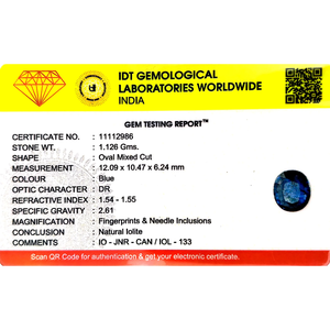 Natural Iolite (Neeli) Loose Gemstone-5.63 Carat Certified Wholesale Sapphire - Product Image 4