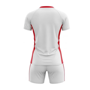 Unisex Volleyball Uniform Set White Red Black Sublimation Printed Breathable 100% Polyester Seamless Fusing Jersey Shorts Adult - Product Image 3