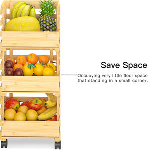 Support de rangement en bois de bambou détachable à 3 niveaux panier à fruits support à légumes et design unique et organisateur par Falak World Export - Product Image 2