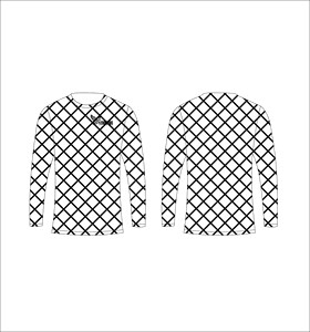 Camiseta Deportiva Ligera de Manga Larga Sublimada Personalizada con Patrón de Cuadrícula Blanco y Negro, Fabricante de Ropa al Por Mayor - Product Image 1