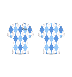 FEROCIOUS <b>Men</b> s <b>Short</b> <b>Sleeve</b> Argyle Pattern T <b>Shirt</b> Blue <b>White</b> O Neck Regular Fit Breathable Casual Wear Sublimation Print - Product Image 1
