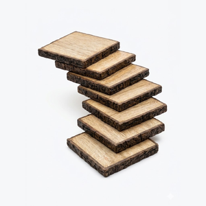 Rustic Wooden Drink <b>Coaster</b> Square Bark Edge Coffee Shop <b>Table</b> <b>Coaster</b> Natural Wood Beverage Mat - Product Image 1