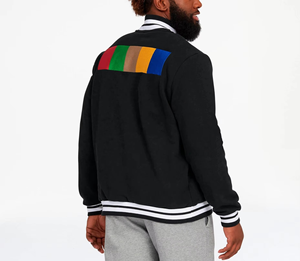 Veste bomber varsity de baseball sur mesure, broderie bleu clair, modèle OEM personnalisé, vente en gros d'usine pour hommes - Product Image 4
