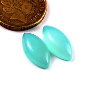 Lote al por mayor de cabujones calibrados de calcedonia acuamarina natural de 3x6 mm con parte trasera plana para fabricación de joyas - Product Image 1