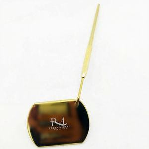 <b>Square</b> Shape Eyelash Extension <b>Mirror</b> Custom Logo And Gold plasma Coated Color And Diamond grip Handle Lash <b>mirror</b> - Product Image 2