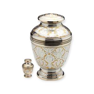 Emerald Green Marble Style Cremation <b>Urn</b> with Floral Engraved Band for Nature Inspired Memorial - Product Image 3