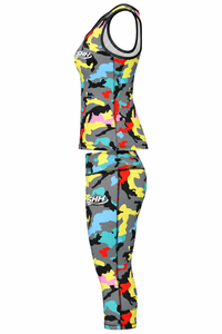 Custom <b>Women</b>’s <b>Camouflage</b> Fitness Set Sublimated Racerback Tank Top with Capri Leggings Gym Yoga Workout Activewear - Product Image 4