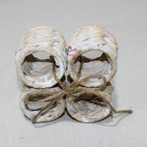 Ensemble d'anneaux de serviette en jacinthe d'eau tissés à la main, décoration de table bohème écologique pour la cuisine. - Product Image 4