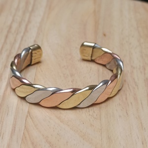 Elegant <b>Copper</b> Brass Aluminium Braided Cuff <b>Bracelet</b> Adjustable Open Bangle Unisex Handmade Jewelry Wholesale Supplier - Product Image 5
