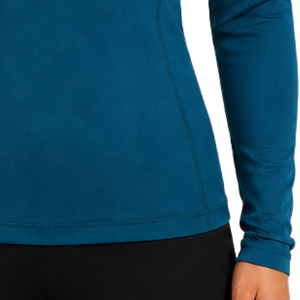 Women’s Teal <b>Blue</b> Horse Riding <b>Base</b> <b>Layer</b> Long Sleeve Equestrian Training Shirt Quarter Zip Stretch Breathable Performance Top - Product Image 5