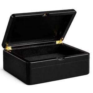 Glossy White Jewelry <b>Storage</b> <b>Box</b> with Black Interior Gold Hardware Elegant Decorative Organizer - Product Image 1