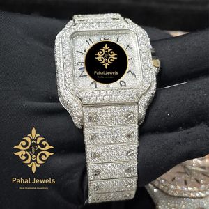 นาฬิกาข้อมือผู้หญิง Pahal Jewels หรูหรา ตัวเรือนสแตนเลสสตีล หน้าปัดทรงเหลี่ยมประดับเพชร ระบบควอตซ์ แสดงวันที่ ขนาดหน้าปัด 40 มม. ตัวล็อคแบบผีเสื้อ - Product Image 2