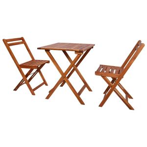 Petit ensemble bistrot pliable en bois d'acacia massif brun naturel chaud, mobilier de jardin - Product Image 1