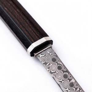 Couteau utilitaire de précision artisanal en acier Damas Raindrop avec manche en bois d'ébène foncé, outil de artisanat - Product Image 6