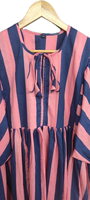 Robe maxi d'été pour femmes, style bohème, 100% coton, faite à la main, lavable, écologique |   Manches de ballon imprimées à rayures en gros