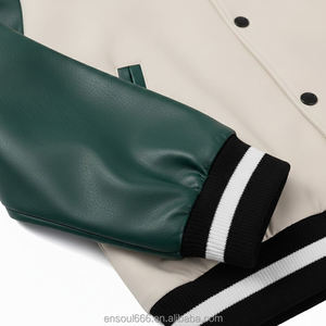 Vestes de baseball en laine personnalisées pour hommes, style universitaire, avec manches en cuir, logo brodé, style lycée, pour l'hiver - Product Image 3