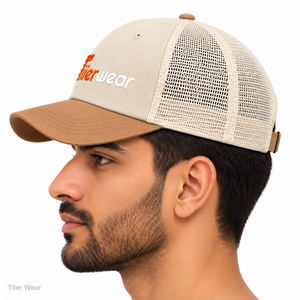 Casquettes de camionneur en coton à 5 panneaux personnalisées, pré-courbées, en maille, pour le cyclisme décontracté, avec logo brodé personnalisé, pour usage quotidien, vente en gros - Product Image 3