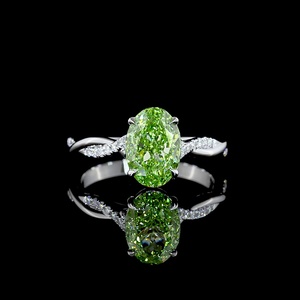 Bague de fiançailles en or blanc 14 carats avec diamant ovale de laboratoire de 2 carats certifié IGI, motif vague infinie torsadée, cadeau idéal - Product Image 1