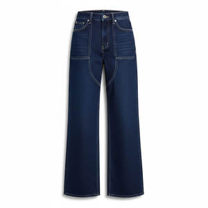 Jeans baggy en denim pour femmes, design personnalisé, service OEM, coupe décontractée, pantalons adaptés à la mode streetwear. - Product Image 2