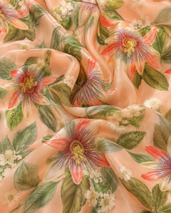 Tela de Chifón 100% Viscosa Estampada con Patrón Floral y de Hojas, Ligera, Tejida, Ecológica, para Vestidos y Chales - Product Image 3
