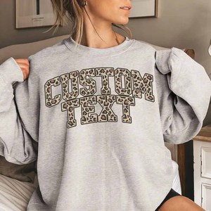 Custom Wholesale <b>Mock</b> <b>Neck</b> Sweatshirt Chenille Letter Animal Print College Wear - Product Image 5