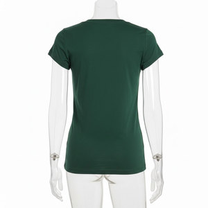 Camiseta de Mujer, Cuello Redondo, Manga Corta, Felpa, 100% Algodón, Corte Regular, Casual, Cierre de Botones, Color Sólido, Protección UV - Product Image 2