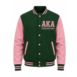 เสื้อแจ็คเก็ตวาร์ซิตี้ไซส์ใหญ่ ผ้าขนสัตว์ด้านใน สีชมพูเขียว ปักตัวอักษร 1908 สไตล์พรีปปี้ ยูนิเซ็กส์ - Product Image 5
