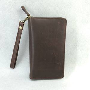 Cartera de mano de cuero para mujer con cremallera RFID, tarjetero largo para pasaporte y tarjetas de autobús/metro, accesorio vintage de viaje - Product Image 6