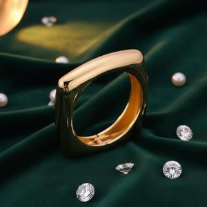 Bracelet manchette plaqué or 18 carats, design occidental, lourd, bijoux de luxe, commande en gros disponible, fournisseur OEM de bracelets en laiton - Product Image 2