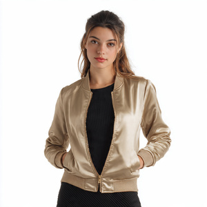 Veste en satin de soie OEM pour femme, haute qualité, style streetwear, col rond, pour l'extérieur - Product Image 1