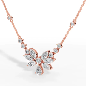 จี้เพชรทรงหยดน้ำและทรงมาร์คีส์ 14K ทองคำ พร้อมเพชรทรงกลมเพาะเลี้ยงในห้องปฏิบัติการ |   เครื่องประดับอัญมณีชั้นสูง |   ของขวัญแต่งงานสุดหรูสำหรับผู้หญิง - Product Image 1