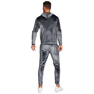 Chándal de terciopelo para hombre Premium mejor valorado, conjuntos de chándal con capucha con estampado de logotipo personalizado, chándal de punto alto Sim Fit, impermeable - Product Image 3