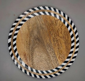 Premium Quality Natural Wooden Serving Plate With Resin Stripes <b>Dinnerware</b> Tableware Serving Plate Christmas Gift At best Price - Product Image 3