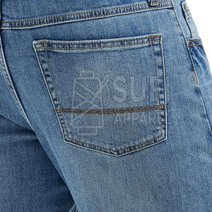 Comfortable Flexible Fit Straight Casual Mid Rise Men <b>Jeans</b> Pants <b>Button</b> <b>Fly</b> Durable Stitching Breathable Eco-Friendly 100% - Product Image 5