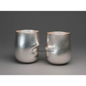 Pot de fleurs en métal unique et élégant, sculpté à la main, texture irrégulière, décoration intérieure, finition argentée, design minimaliste - Product Image 2