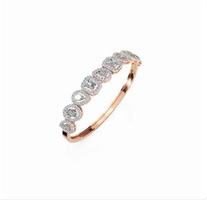 Rose Gold Oval Cut Lab Grown Diamond Ring Half Eternity Bezel Set <b>Stacking</b> Wedding Band for Women - Product Image 2