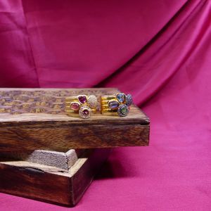 Party Wear 925 Sterling <b>Silver</b> Gold Plated Jewelry Blue Topaz <b>Emerald</b> White Topaz Kyanite Gemstone <b>Ring</b> - Product Image 4