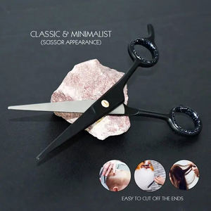 Ciseaux de coiffure professionnels en acier inoxydable noir de 6,5 pouces avec lame tranchante et anneau de maintien amovible - Product Image 4