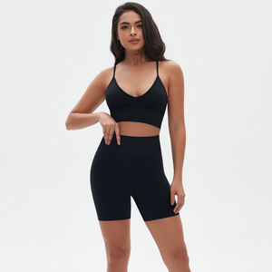 Conjunto Deportivo para Mujer, Top Elástico y Pantalones Cortos de Cintura Alta, Ropa Deportiva para Entrenamiento y Ejercicio - Product Image 3