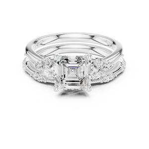 Anillo de Doble Banda con Diseño Único de Diamante Cultivado en Laboratorio con Corte Asscher Oxidado, Moderno, para Mujer, en Oro Blanco Sólido de 14K con Certificación GRA - Product Image 3