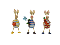 Ensemble de 3 lapins de Pâques en fer forgé faits à la main, thème artistique, figurines personnalisables, décoration intérieure - Haute qualité, respectueux de l'environnement
