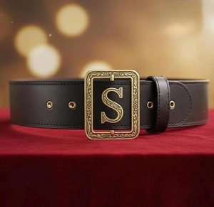 Ceinture en cuir véritable noir avec boucle en S dorée, unisexe, accessoire de costume pour adulte, prix abordable, OEM, sur mesure, prix de gros 2026 - Product Image 3